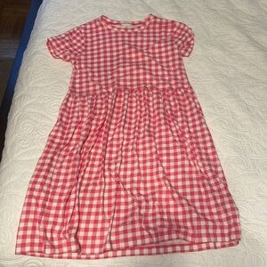 Girls size 10 crewcuts T-shirt dress- pink gingham